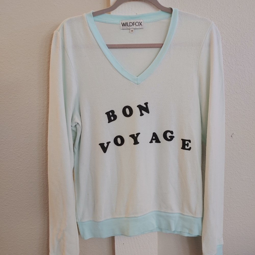 Wildfox V-Neck Sweater Bon Voyage Size XS